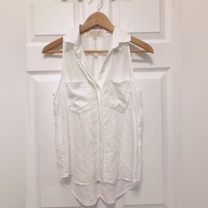 Anthropologie Cloth & Stone White Sleeveless Button Down Shirt Size XS